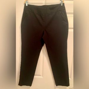 NWOT Soft Surroundings Black Pull On Women’s Pants L Front Zipper Pocket